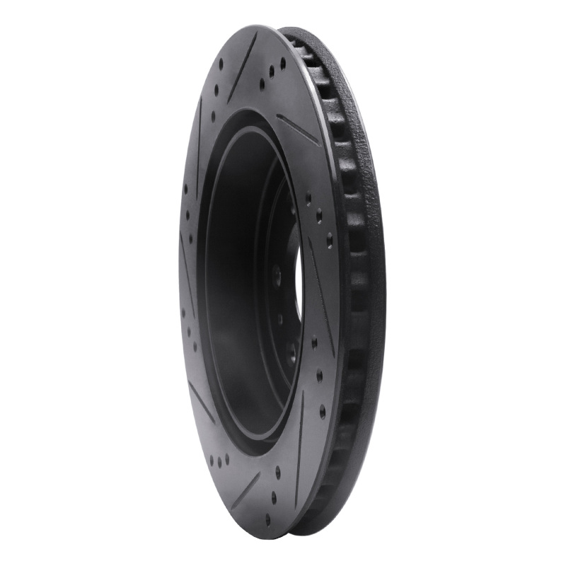 Cadillac SRX Brake Rotor (1) - Rear Right - R1 Concepts - Drilled & Slotted - Black - `04-`09